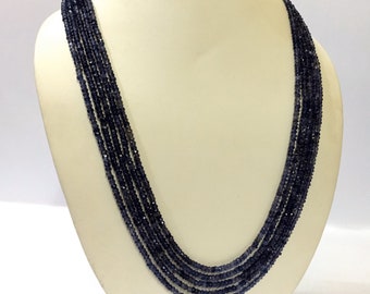 Natürliche Iolith Edelstein Halskette, AAA Qualität Iolith Rondelle Facettierte 3-4mm Perlen Halskette, Iolith Schmuck 5 Strang Halskette