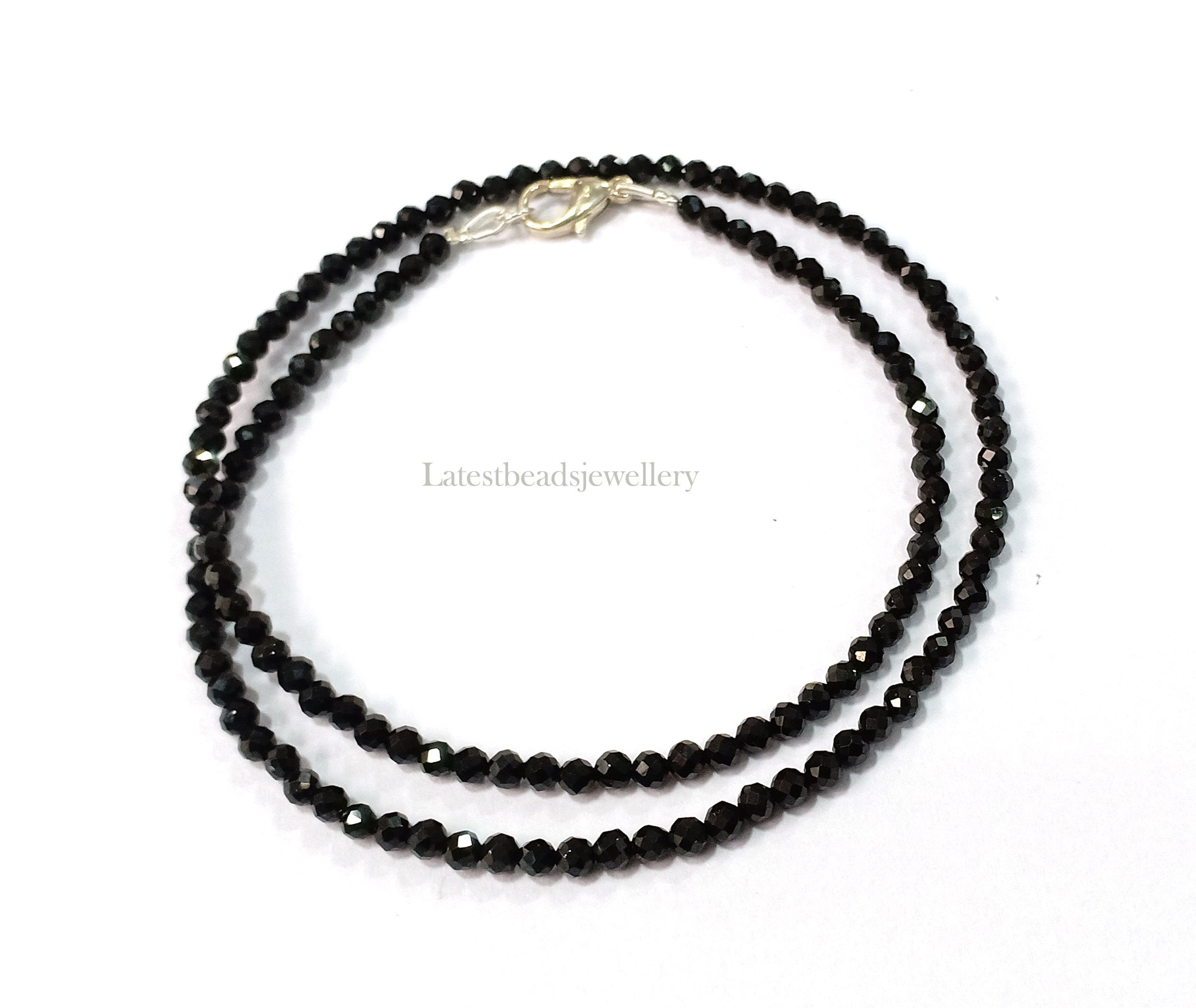 Black tourmaline bead necklace deals