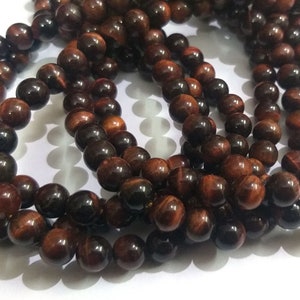 Gema de ojo de tigre rojo natural, ojo de tigre 8.5mm bolas redondas lisas perlas de joyería 13 &quot;Full Strand