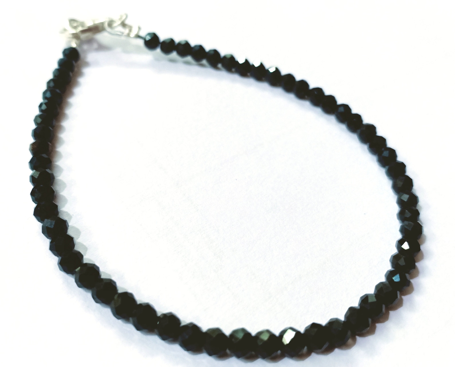 Genuine Black Tourmaline 4mm Beaded Bracelet – Handmade Stretch Gemstone, 17.9cm, Gift For Christmas & More