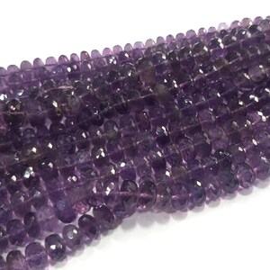 Natural Amethyst Beads, Amethyst Rondelle Faceted Beads, 9-10mm Amethyst Loose Beads, Amethyst Jewelry Making Beads 9&quot; Strand