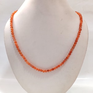 Carnelian Beads Necklace, Natural Carnelian Beaded Jewelry Necklace, Carnelian Smooth Round 5-6mm Beads Jewelry Necklace