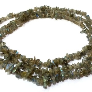 Labradorite Chips  Necklace, Labradorite Smooth Nuggets Chips Jewelry, Labradorite Jewelry Beaded Uncut Necklace, Labradorite 34&quot; Necklace