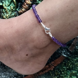 Amethyst Gemstone Anklet, Amethyst 3-4mm Faceted Rondelle Anklet, Amethyst Anklet Valentine day Gift For Her