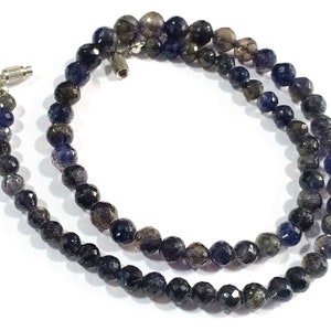 Iolite Beads Necklace, Natural Iolite Beaded Jewelry Necklace, Natural Iolite  5-7 mm Faceted Beads Jewelry Necklace