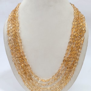 Golden Citrine Smooth Necklace, Natural Citrine Gemstone Fancy Necklace, AAA Quality Citrine Necklace, Citrine Jewelry Necklace Gift For Her