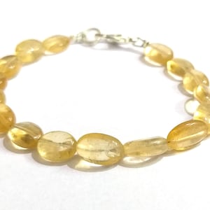 Citrine Beads Bracelet, Natural Citrine Smooth Oval Shape Beads, Finest Citrine Beaded Jewelry Bracelet