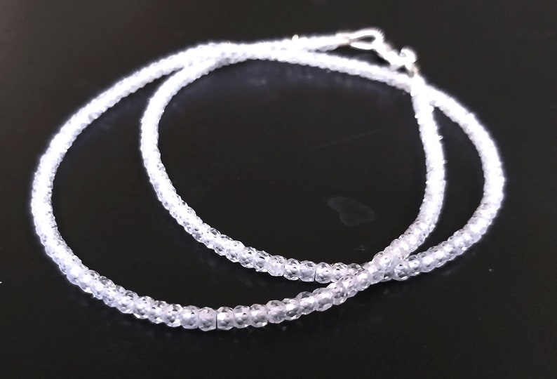 White Zircon Beads White Zircon Jewelry Necklace White Cubic Necklace Finest 3-4mm WHITE ZIRCON NECKLACE Zircon Jewelry Necklace