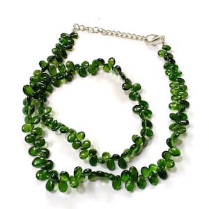 AAA Quality Green Tourmaline Necklace, Natural Green Tourmaline Smooth Pear Shape Necklace, Green Tourmaline Jewelry Necklace