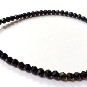 Black Tourmaline Bracelet, Natural Tourmaline Jewelry Beaded Bracelet, Faceted Black Tourmaline 3-4 mm Jewelry Bracelet