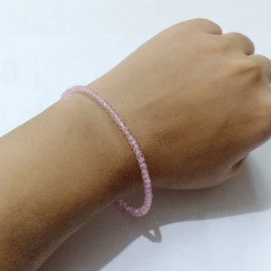 Pink Zirconia Bracelet, Faceted Dainty Pink Zirconia Jewelry, Cubic Pink Zirconia 3-4mm Jewelry Bracelet, Beaded Tiny Bracelet