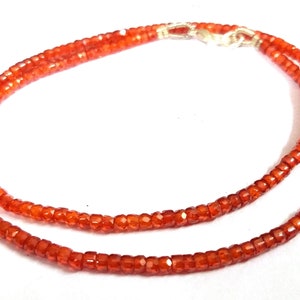 Orange Zirconia Necklace, Cubic Orange Zirconia Beads, Zirconia Rondelle Faceted 3-4mm Beads Necklace, Zirconia Beads Jewelry Necklace
