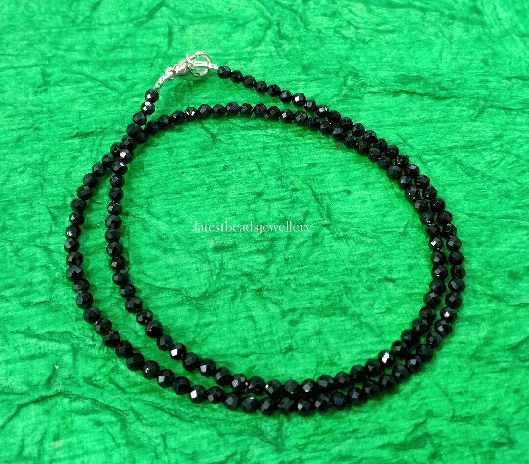 Black Spinel Beads Necklace Natural Black Spinel Necklace Etsy