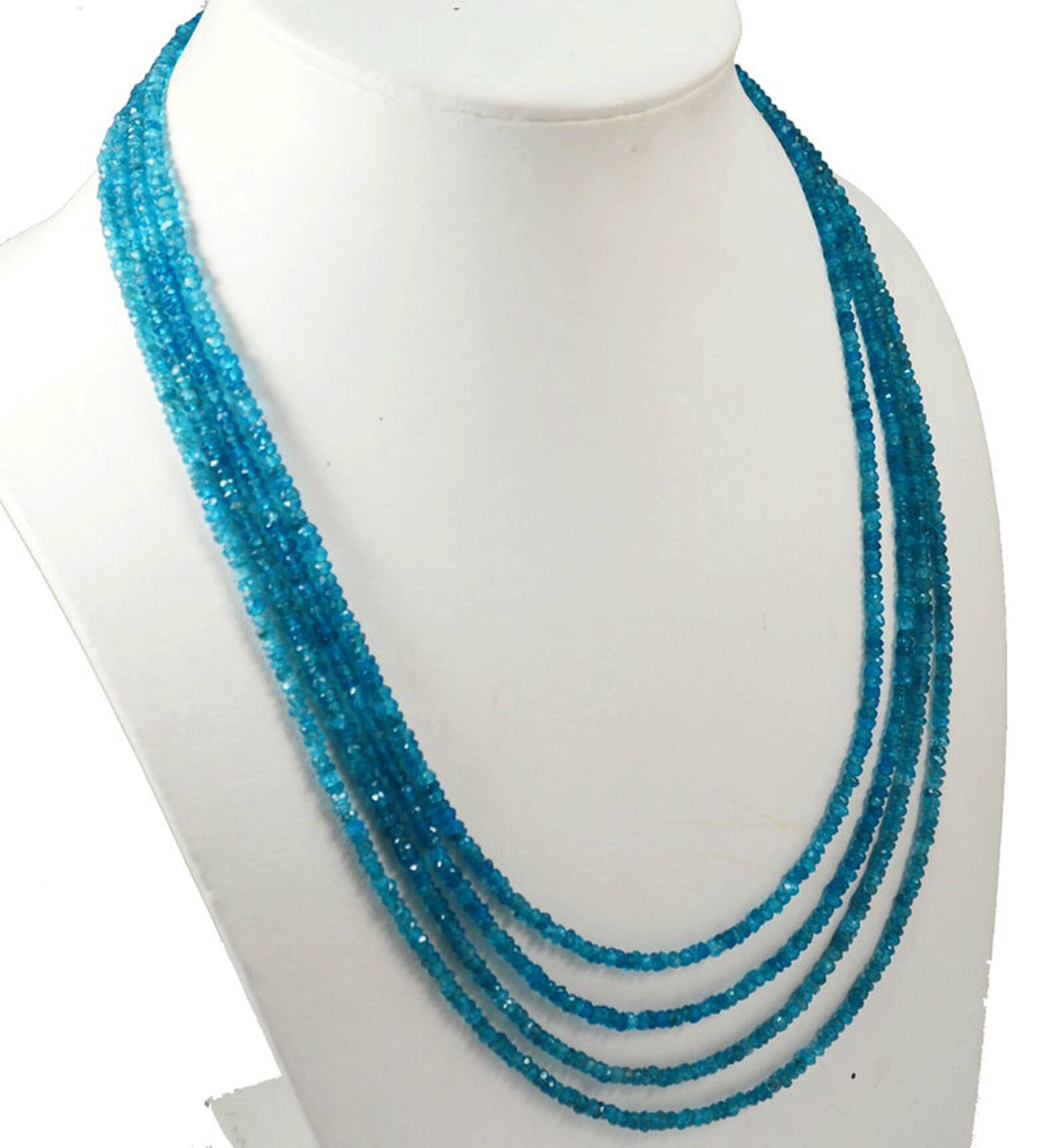 Neon Apatite Necklace Tiny Faceted Rondelle Beads Necklace Etsy