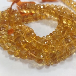 Top Quality Citrine Beads, Natural Citrine  Rondelle Faceted Beads, Citrine Gemstone Beads, Jewelry Making Beads, Citrine Beads 8" Strand