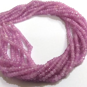 Pink Color Jade Beads, Indian Jade Rondelle Faceted Necklace Loose Beads, 4mm Jade Beads, Jewelry Making Beads, Jade Jewelry 14&quot; Strand