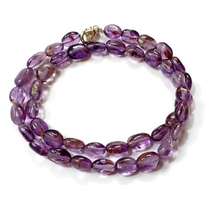 Super 7 Beads Necklace, Natural Phantom Amethyst Cacoxenite Oval Shape Beads Necklace, Powerful Healing Stone, Amethyst Jewelry Necklace