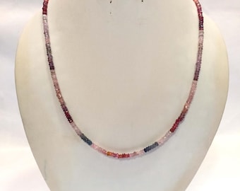 Natural Multi Spinel Beads Necklace, Multi Spinel Necklace, 3-4 mm Rondelle Faceted Spinel Beads, Spinel Jewelry Necklace