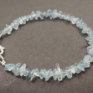 Aquamarine Raw Bracelet, Natural Aquamarine Chips Beads Bracelet, Sky Aquamarine Beads Raw Nuggets Jewelry Bracelet