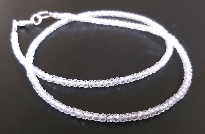 White Zircon Beads White Zircon Jewelry Necklace White Cubic Necklace Finest 3-4mm WHITE ZIRCON NECKLACE Zircon Jewelry Necklace