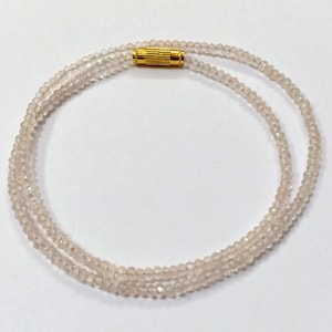 Rose Quartz Beads Necklace, AAA+ Quality Natural Rose Quartz 3-4 mm Gemstone Faceted Rondelle Beads, Rose Quartz Jewelry Necklace
