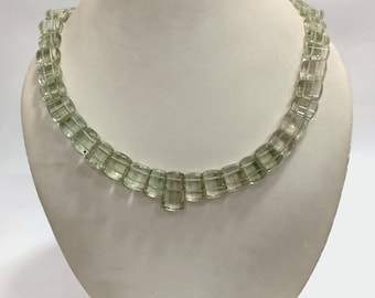 Green Amethyst Choker Necklace, Natural Green Amethyst Fancy Beads Necklace, Amethyst  Beaded Jewelry Necklace, Gift For Unisex