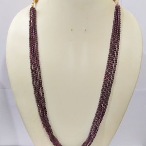 Natural GARNET Necklace, Garnet Smooth Rondelle 3.5mm Beads, Handmade Garnet Necklace, 4 Strand Jewelry Necklace