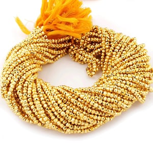 Golden Pyrite Beads, Golden Pyrite Rondelle Faceted Beads, 3-4mm Golden Pyrite Beads, Jewelry Making Beads, Golden Pyrite 12.5&quot; Strand