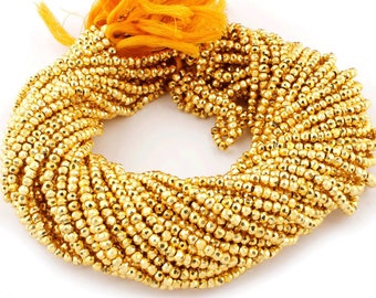 Golden Pyrite Beads, Golden Pyrite Rondelle Faceted Beads, 3-4mm Golden Pyrite Beads, Jewelry Making Beads, Golden Pyrite 12.5" Strand