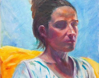 Portrait of a Greek woman Original oil painting Impressionism