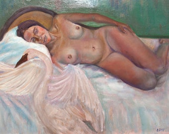 Leda and the Swan Original oil painting