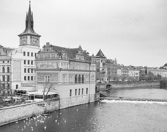 Oude Praag Historische Stad Retro Stijl Zwart-wit Foto Reisfoto Digitale Foto