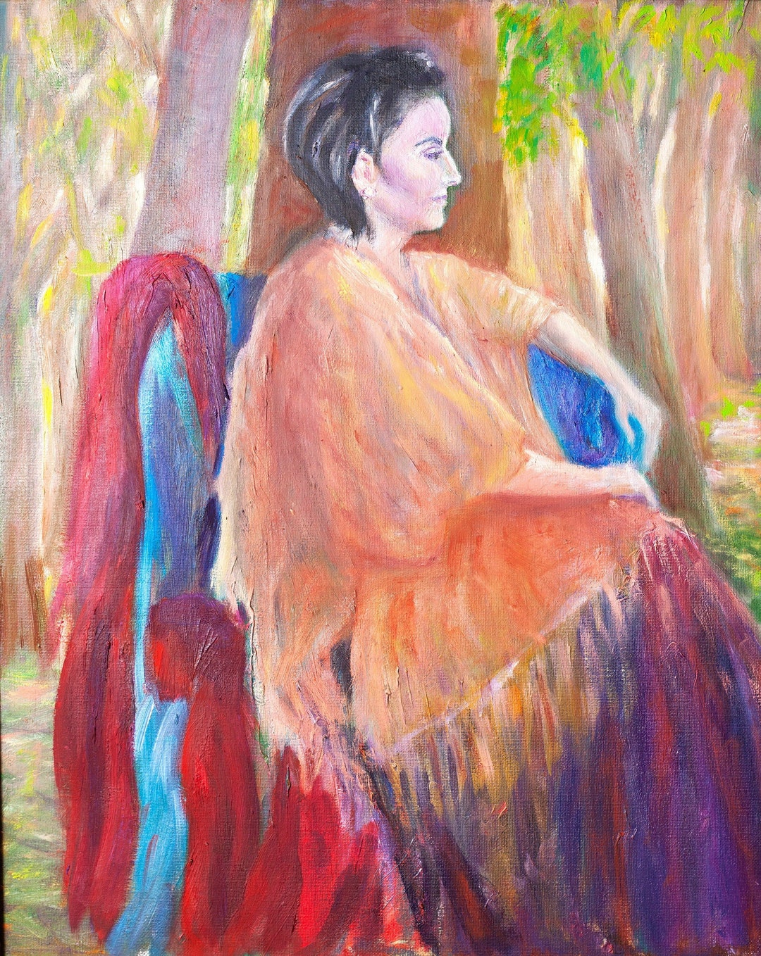 Woman Sitting Under the Tree Portrait Original Oil Painting - Etsy UK