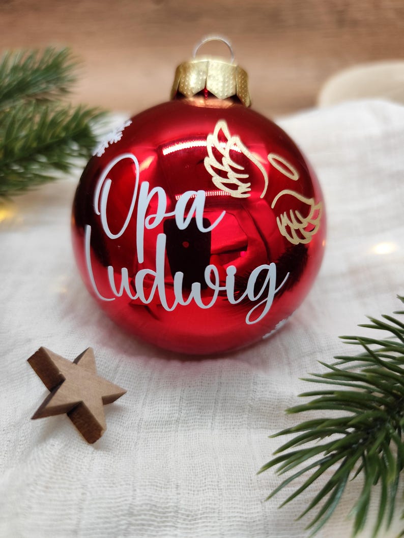 Weihnachtskugel mit Namen, Christbaumkugel aus Glas, Mitarbeiter Geschenke zu Weihnachten