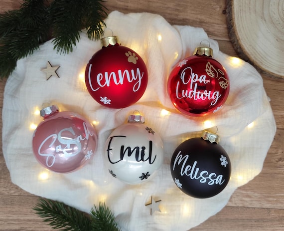 Weihnachtskugel mit Namen, Christbaumkugel aus Glas, Mitarbeiter Geschenke zu Weihnachten, namens weihnachtskugeln, gastgeschenk weihnachten