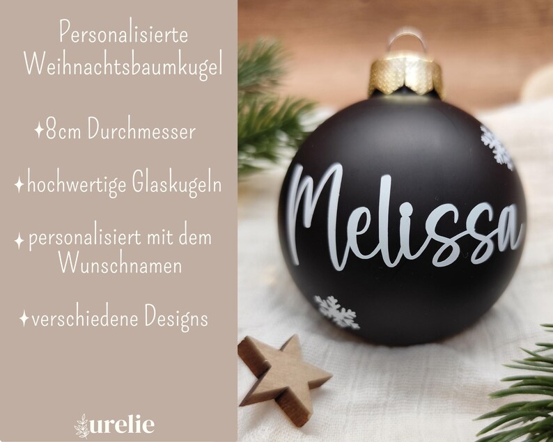 Weihnachtskugel mit Namen, Christbaumkugel aus Glas, Mitarbeiter Geschenke zu Weihnachten