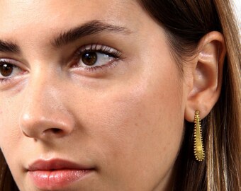 Drop shaped gold earrings Gold post earrings Delicate drop earrings Minimalist ethnic boho earrings Greek earrings Gold vermeil