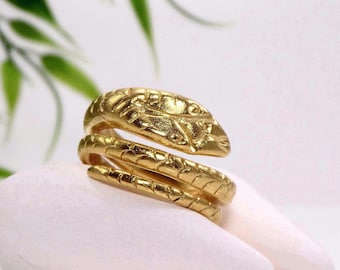 Gold snake ring Ouroboros ring Snake statement ring Vintage ring Snake adjustable ring Statement ring Gold serpent pinky ring Animal ring