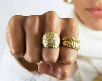 Textured gold ring Minimalist Cocktail ring Chunky gold ring Statement ring Simple gold ring Unique gold ring Gold vermeil ring