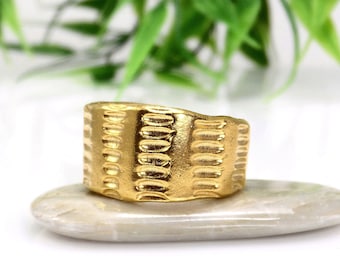 Wide gold band ring Thick gold ring Statement ring Chunky gold ring Minimalist cuff ring Wide ring Boho ring Sterling silver Gold vermeil