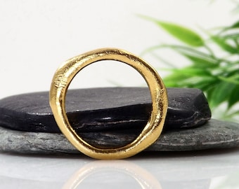 Organic gold band ring Stacking ring Simple gold ring Statement ring Minimalist ring Gift for her Organic ring Gold vermeil ring