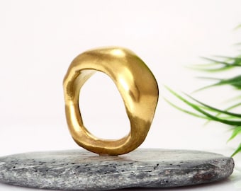 Chunky gold ring Organic big ring Heavy ring Statement ring Big minimalist ring Statement jewelry Bold ring  Sterling silver Gold vermeil