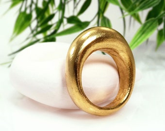 Chunky gold ring for women Bold statement ring Minimalist organic dome ring Chunky gold curve ring  Simple form big ring Gold vermeil ring