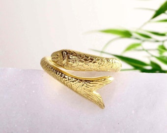 Sterling silver fish ring for women Gold fish ring Vintage fish ring Adjustable ring Pisces ring Animal ring  Statement ring Fish jewelry