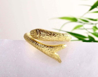 Sterling silver fish ring for women Gold fish ring Vintage fish ring Adjustable ring Pisces ring Animal ring  Statement ring Fish jewelry