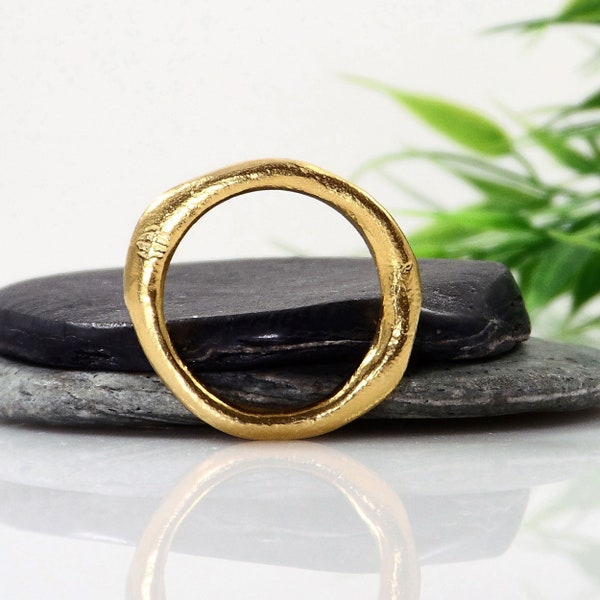 Organischer Goldbandring Stapelring Schlichter Goldring Statement-Ring Minimalistischer Ring Geschenk für Sie Bio-Ring Gold-Vermeil-Ring