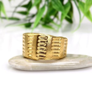 Wide gold band ring Thick gold ring Statement ring Chunky gold ring Minimalist cuff ring Wide ring Boho ring Sterling silver Gold vermeil image 1