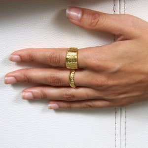 Wide gold band ring Thick gold ring Statement ring Chunky gold ring Minimalist cuff ring Wide ring Boho ring Sterling silver Gold vermeil image 3