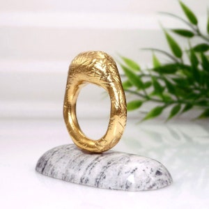 Chunky gold ring Organic textured ring Gold dome ring Heavy ring Big ring Statement jewelry Gold vermeil ring