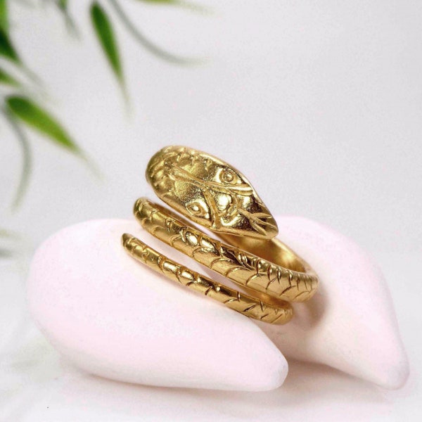 Gold snake ring for women Vintage snake ring Gold serpent ring Snake wrap ring Sterling silver Gold vermeil snake ring Animal pinky ring